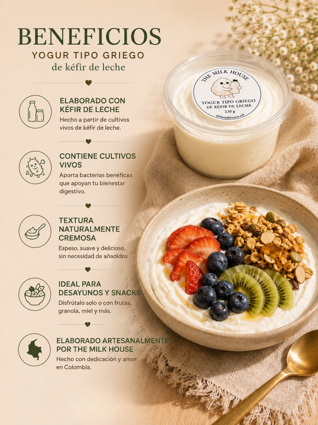 Yogur tipo griego de kefir